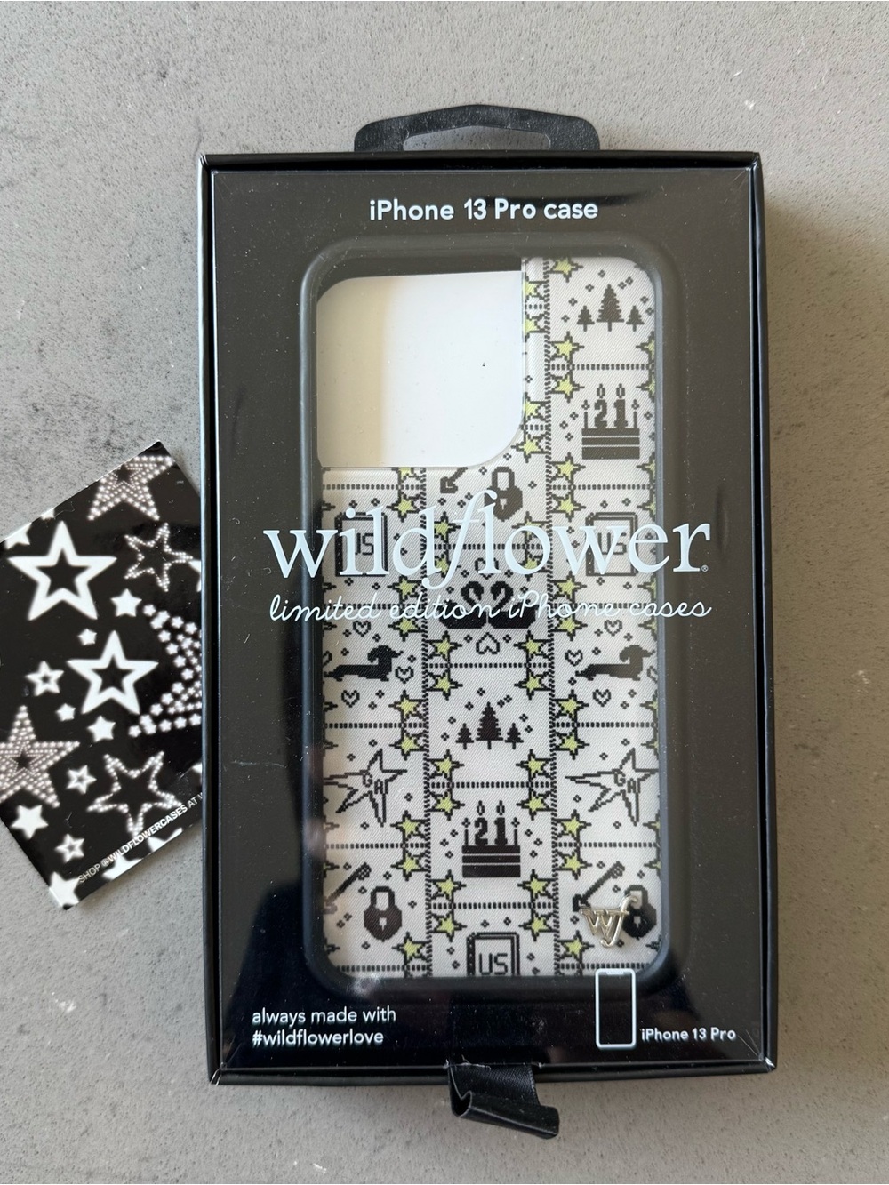 Wildflower iPhone 13 Pro Case Gracie Abrams White with Yellow & Black Pattern